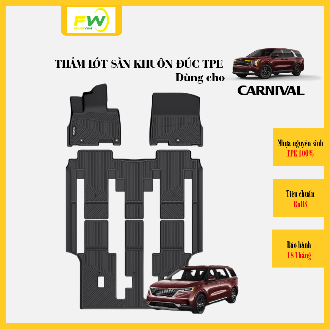 Thảm lót sàn TPE đúc dùng cho xe Kia Carnival
