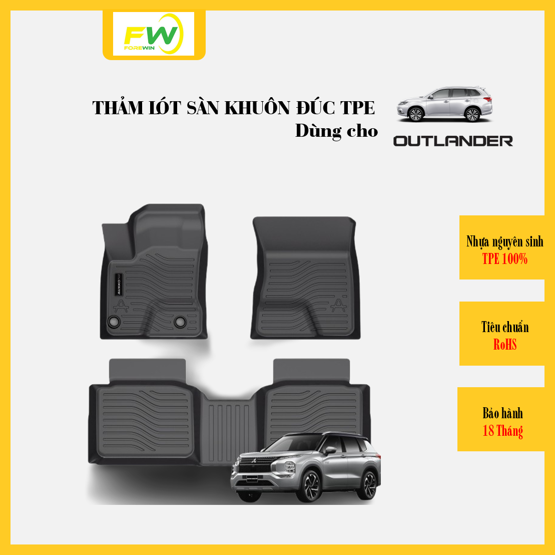 Thảm lót sàn TPE đúc dùng cho xe Mitsubishi Outlander