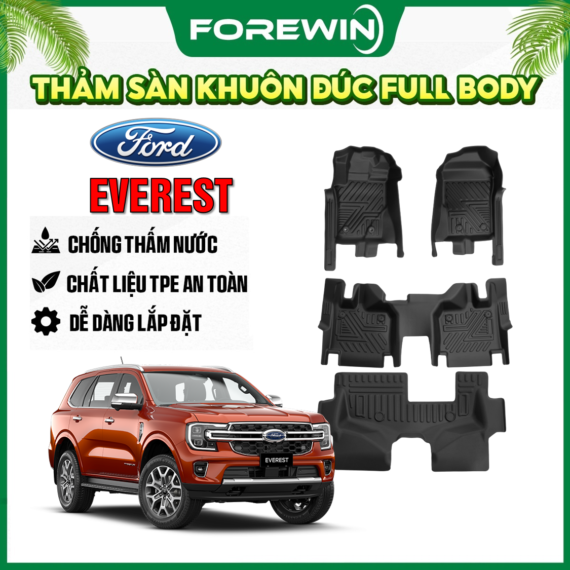 Thảm lót sàn TPE đúc Forewin dùng cho Ford Everest