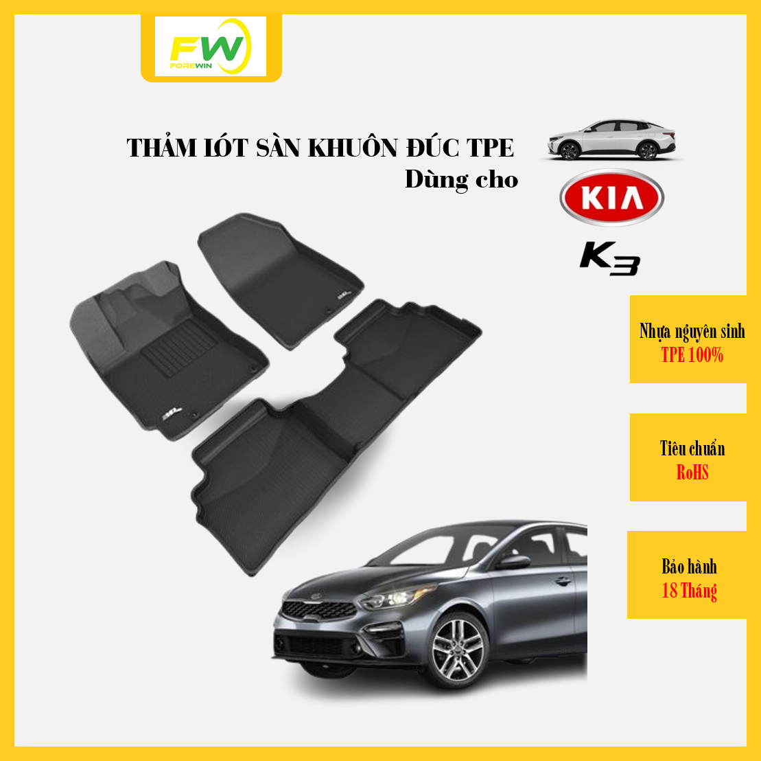 Thảm lót sàn TPE đúc dùng cho Kia K3