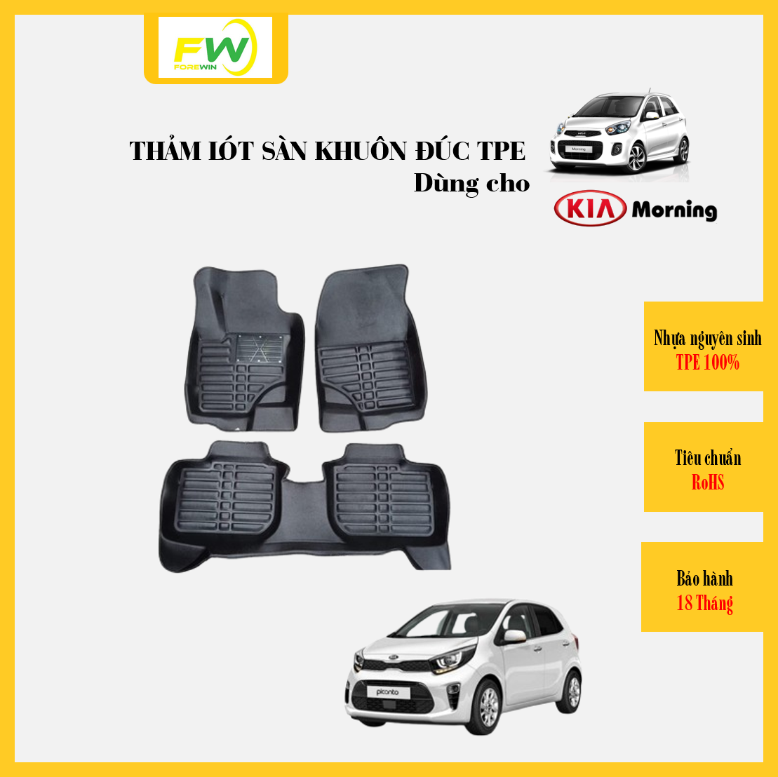Thảm lót sàn TPE đúc dùng cho Kia Morning
