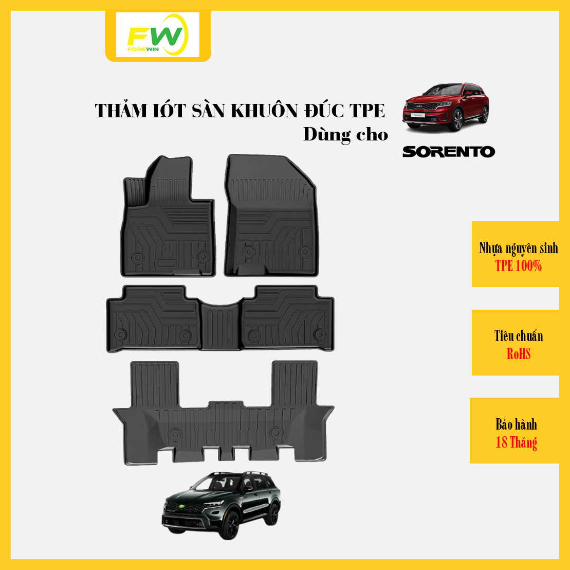 Thảm lót sàn TPE đúc dùng cho Kia Sorento