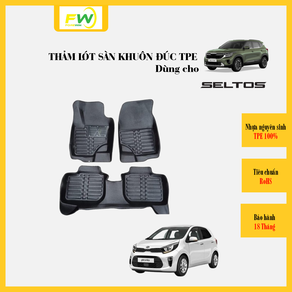 Thảm lót sàn TPE đúc dùng cho Kia Seltos
