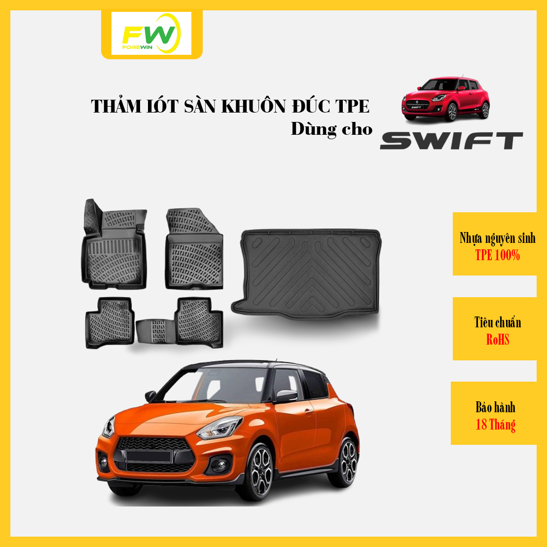 Thảm lót sàn TPE đúc dùng cho xe Suzuki Swift