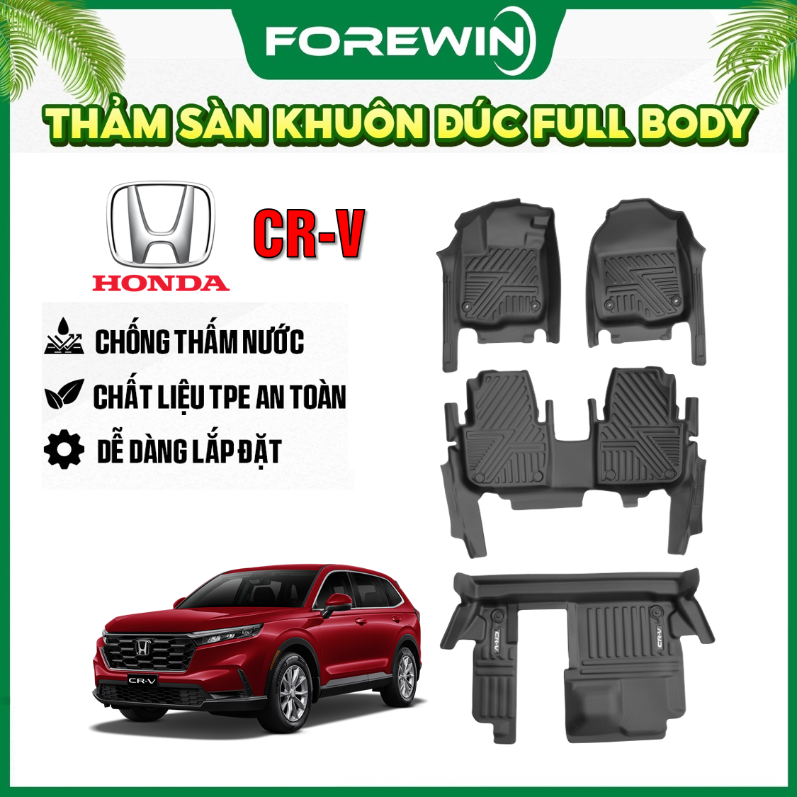 Thảm lót sàn TPE đúc Forewin cho Honda CR-V 2018 2023