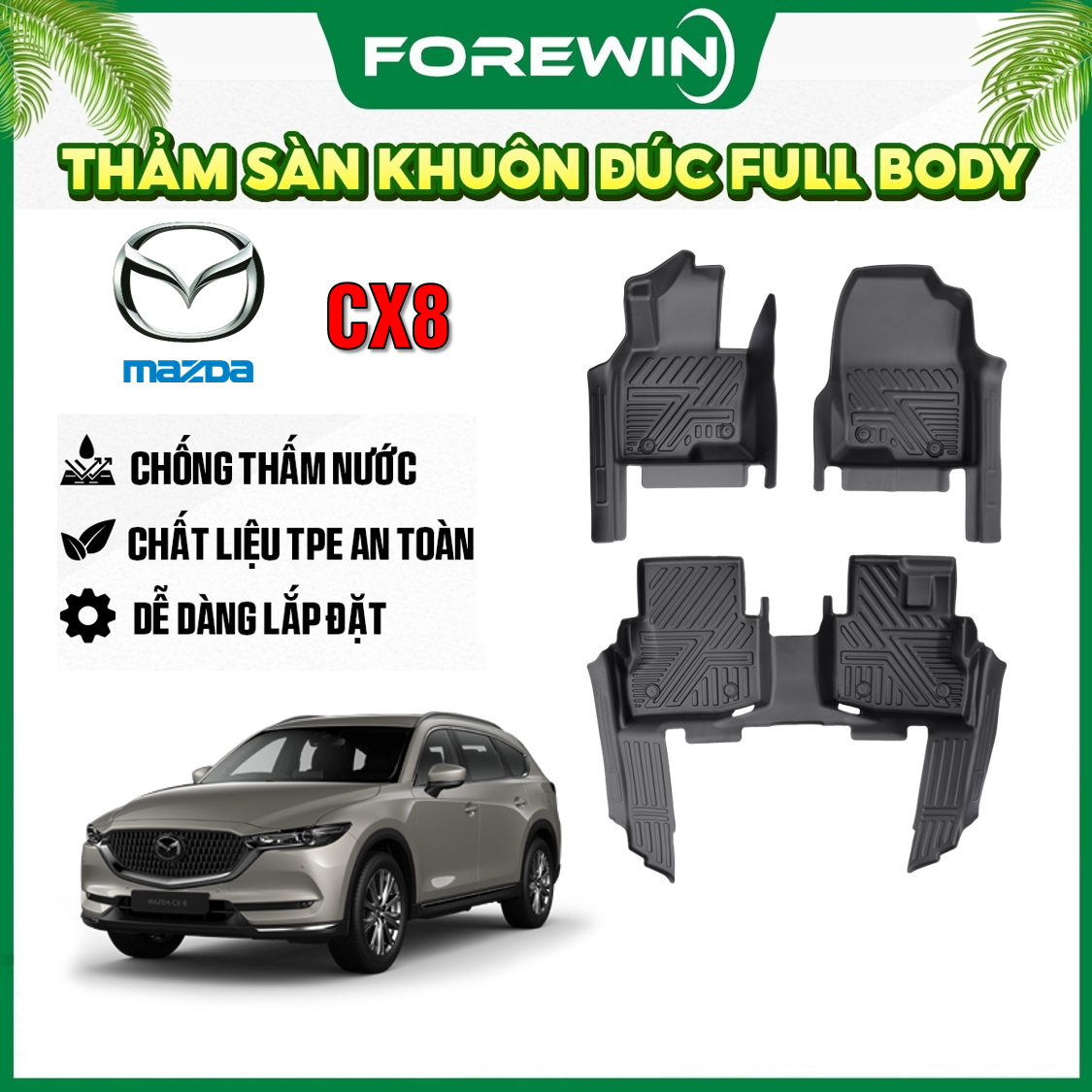 Thảm lót sàn TPE đúc Forewin cho Mazda CX8