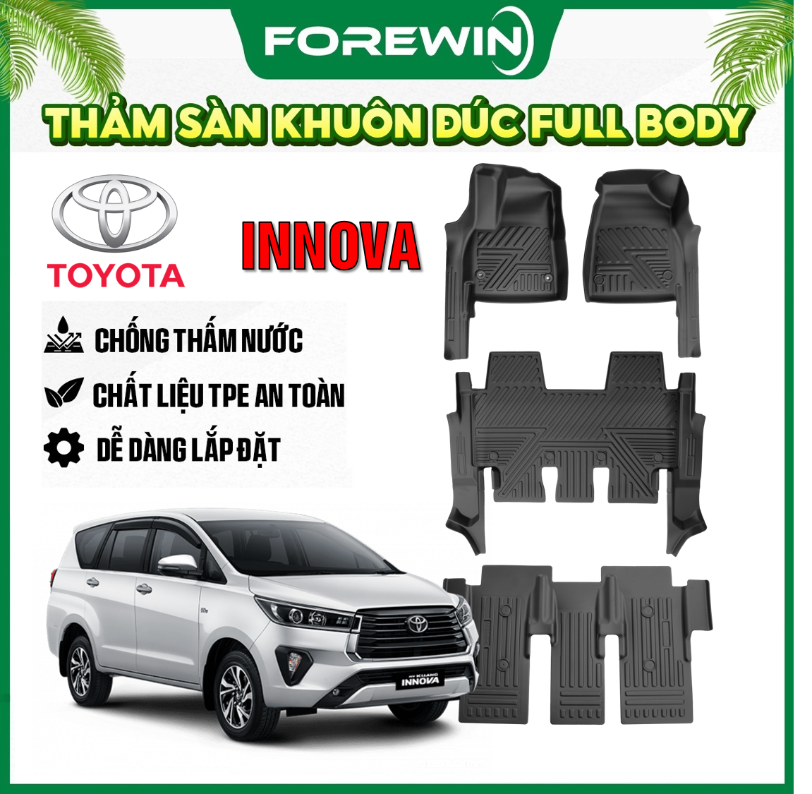 Thảm lót sàn TPE đúc Forewin cho Toyota Innova 2024
