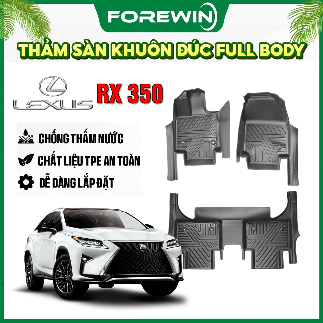 Thảm lót sàn TPE đúc Forewin cho Lexus RX 350 2023