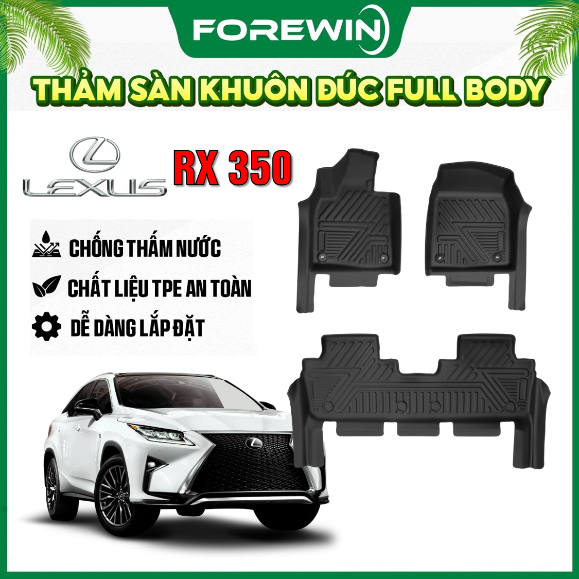 Thảm lót sàn TPE đúc Forewin cho Lexus RX 350 2018 2022