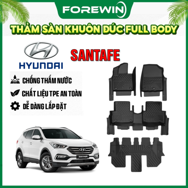 Thảm lót sàn TPE đúc Forewin cho Hyundai Santafe 2021 2022
